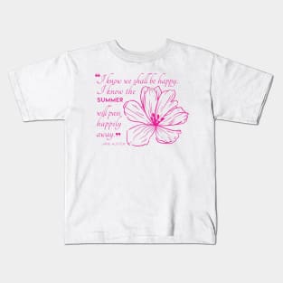 Jane Austen quote in black - I know we shall be happy. Kids T-Shirt